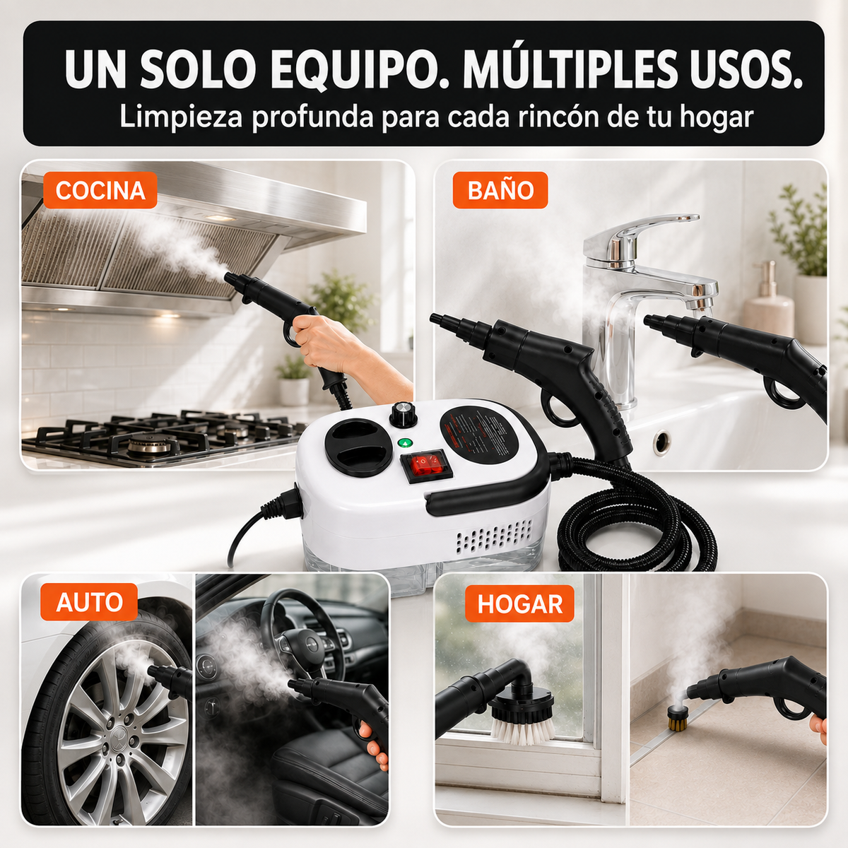 Vaporex 2500 PRO — Limpiador a Vapor Portátil 2500W + Kit de Accesorios