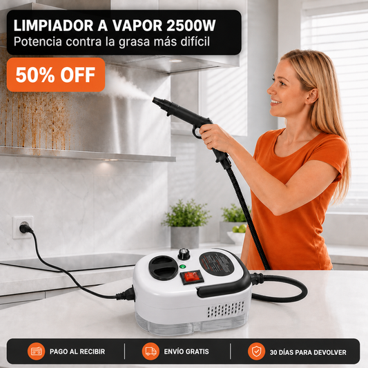 Vaporex 2500 PRO — Limpiador a Vapor Portátil 2500W + Kit de Accesorios